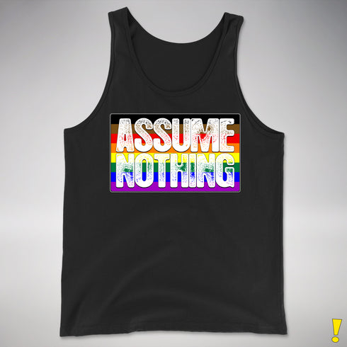 Assume Nothing Philly LGBTQ Gay Pride Flag Premium Tank Top - Black