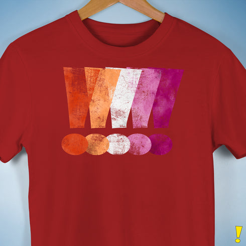 Distressed Lesbian Pride Graphic Exclamation Points Premium Unisex - Red