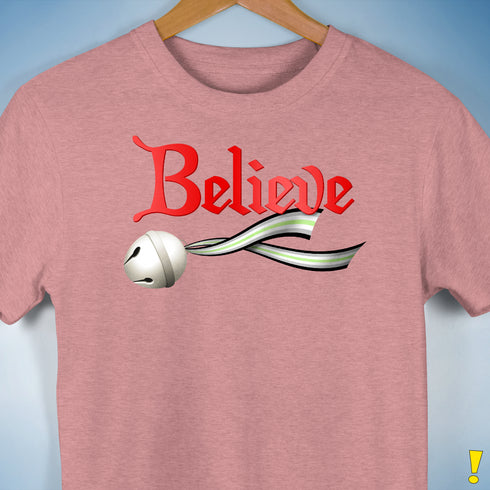 Believe Agender Pride Jingle Bell Premium Unisex T-Shirt - Mauve Heather