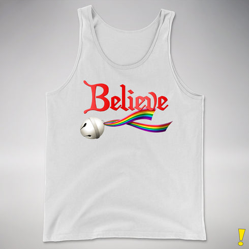 Believe LGBTQ Gilbert Baker Pride Jingle Bell Premium Tank Top - White