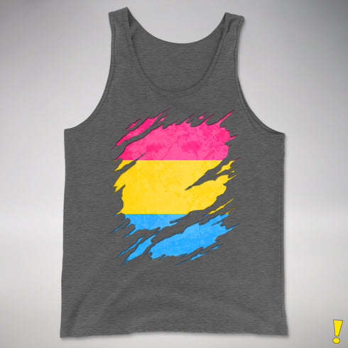 Pansexual Pride Flag Ripped Reveal Premium Tank Top - Deep Heather