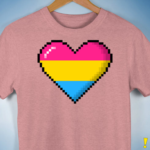 Pansexual Pride 8-Bit Pixel Heart Premium Unisex T-Shirt - Mauve Heather