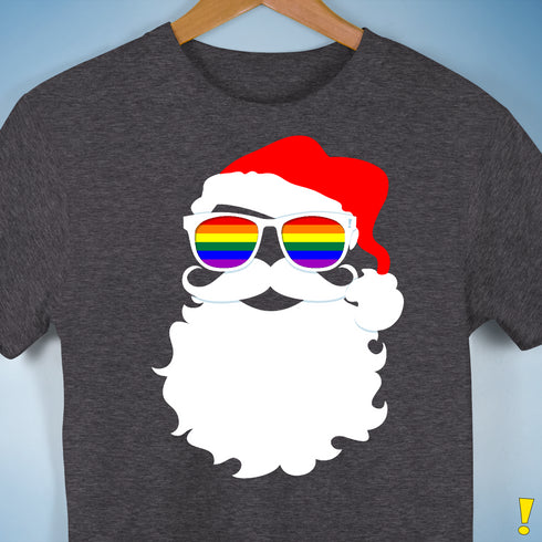 Santa’s LGBTQ Rainbow Pride Flag Shades Premium Unisex T-Shirt - Dark Grey Heather