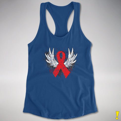 Winged Red Ribbon - World AIDS Day Racerback Tank - Royal
