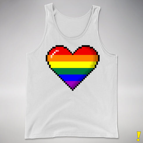 LGBTQ Pride Pixel Heart Premium Tank Top - White