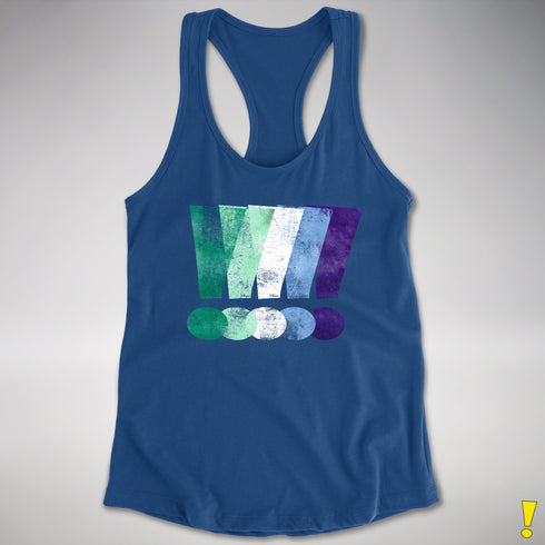 MLM Gay Pride Grunge Exclamation Points Racerback Tank - Royal