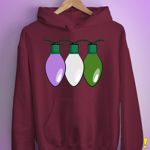 Genderqueer Pride Christmas Lights Hoodie - Maroon