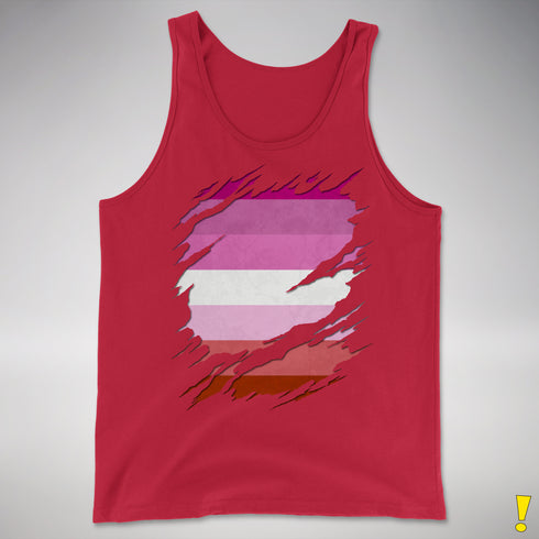 Pink Lesbian Ripped Reveal Premium Tank Top - Red