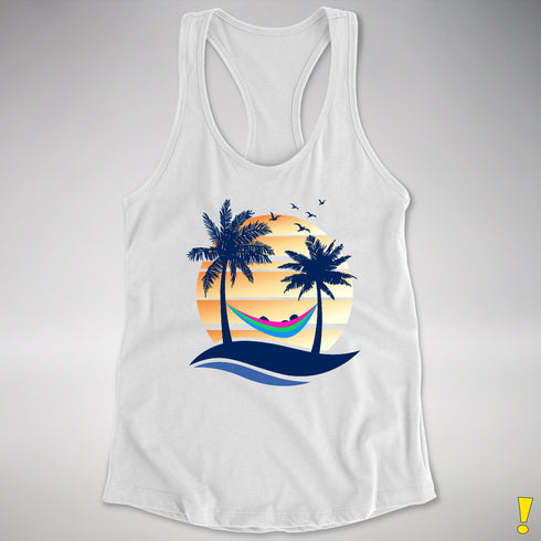 Polysexual Pride Hammock Summer Beach Sunset Racerback Tank - White