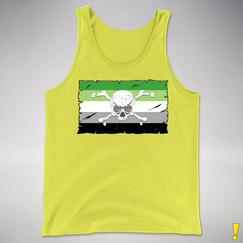 Aromantic Pride Pirate Flag Premium Tank Top - Neon Yellow