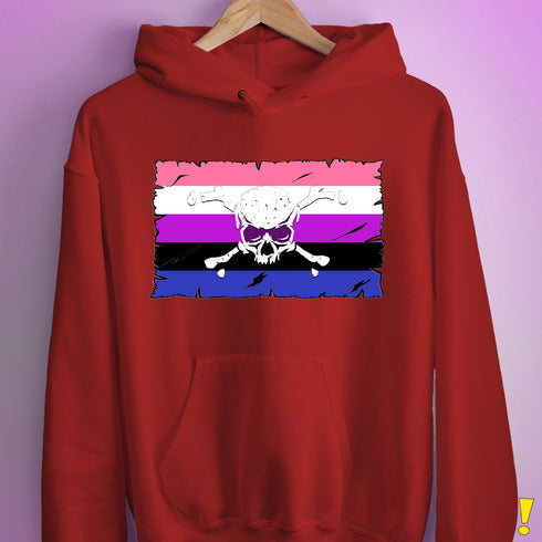 Genderfluid Pride Pirate Flag Hoodie - Red