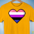 Genderfluid Pride 8-Bit Pixel Heart Premium Unisex T-Shirt - Gold