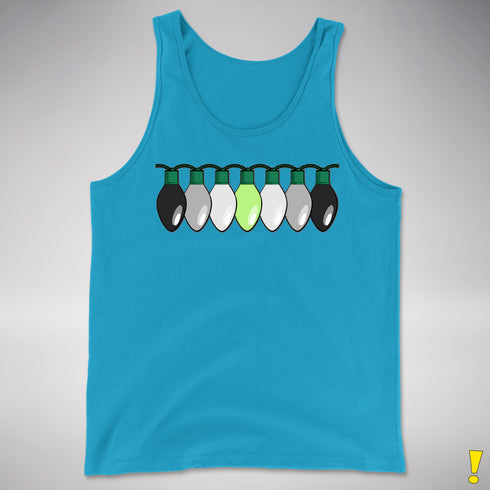 Agender Pride Christmas Lights Premium Tank Top - Neon Blue