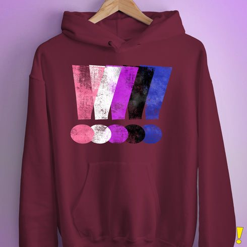 Genderfluid Pride Grunge Exclamation Points Hoodie - Maroon