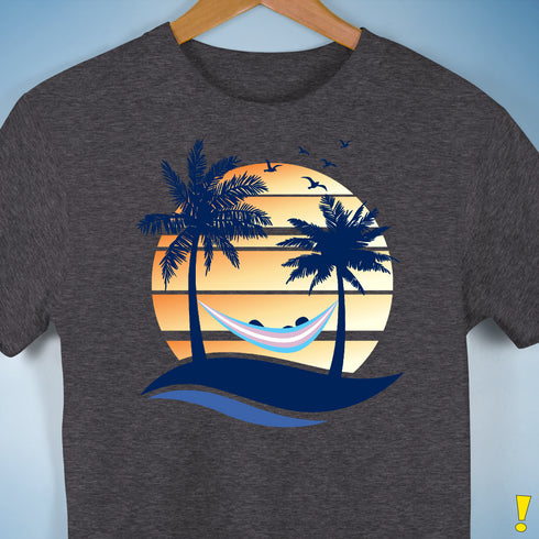 Transgender Pride Hammock Summer Beach Sunset Premium Unisex T-Shirt - Dark Grey Heather