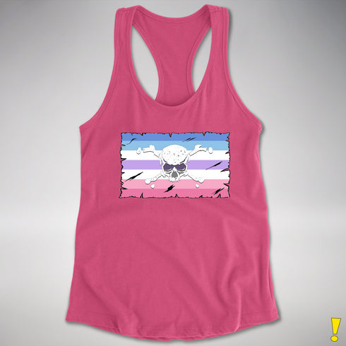 Bigender Pride Pirate Flag Racerback Tank - Hot Pink