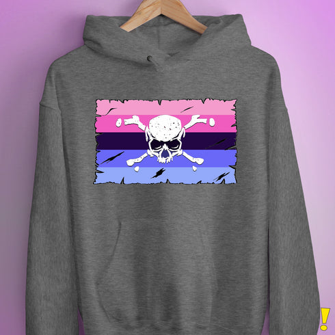 Omnisexual Pride Pirate Flag Hoodie - Grey Heather