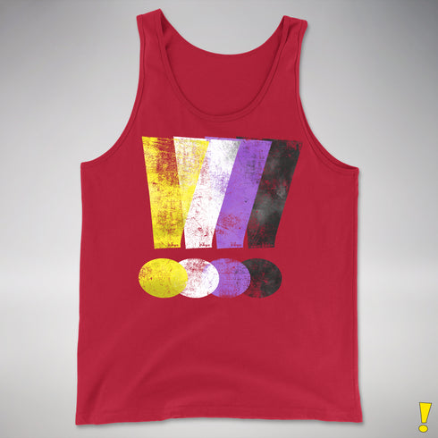 Nonbinary Pride Grunge Exclamation Points Premium Tank Top - Red