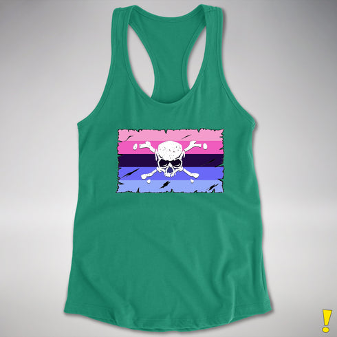 Omnisexual Pride Pirate Flag Racerback Tank - Kelly Green