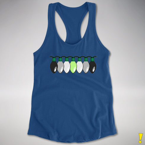 Agender Pride Christmas Lights Racerback Tank - Royal