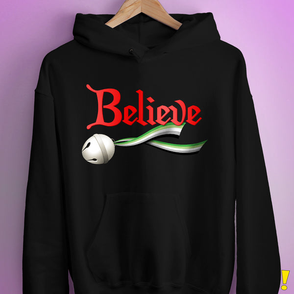 Believe Aromantic Pride Jingle Bell Hoodie - Black