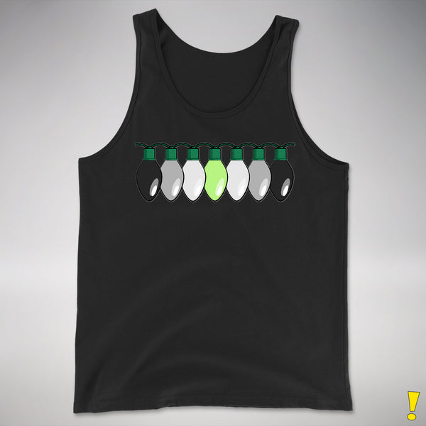 Agender Pride Christmas Lights Premium Tank Top - Black