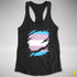 Transgender Pride Flag Ripped Reveal Racerback Tank - Black
