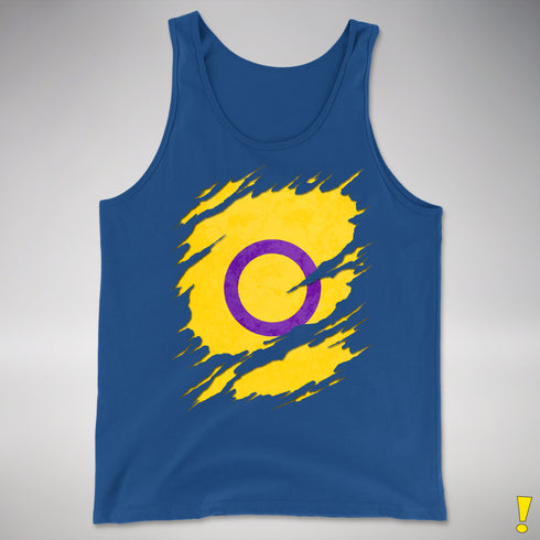 Intersex Pride Flag Ripped Reveal Premium Tank Top - Royal Blue