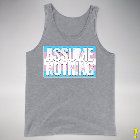 Assume Nothing Transgender Pride Flag Premium Tank Top - Grey Heather
