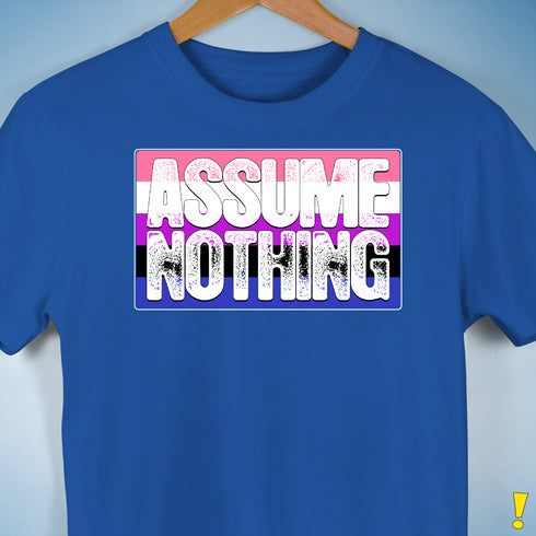 Assume Nothing Genderfluid Pride Flag Premium Unisex T-Shirt - Royal Blue