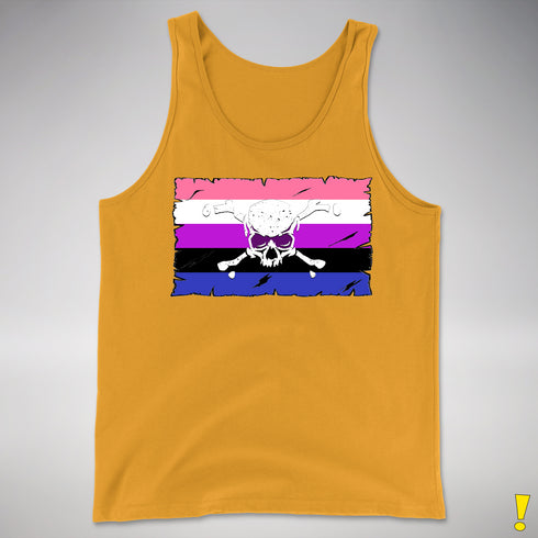Genderfluid Pride Pirate Flag Premium Tank Top - Gold