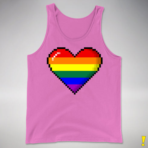 LGBTQ Pride8-Bit Pixel Heart Premium Tank Top - Neon Pink