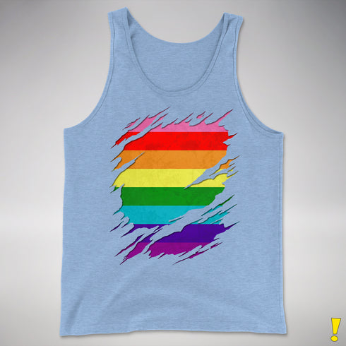 Original Gilbert Baker LGBTQ Gay Pride Flag Ripped Reveal Premium - Blue Triblend