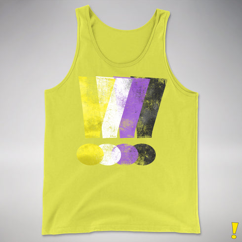 Nonbinary Pride Grunge Exclamation Points Premium Tank Top - Neon Yellow