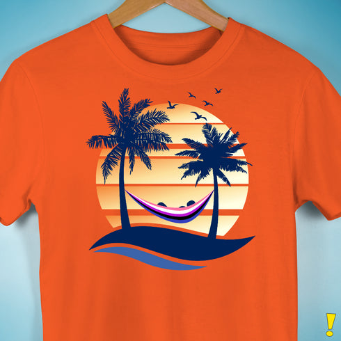 Genderfluid Pride Hammock Summer Beach Sunset Premium Unisex T-Shirt - Orange