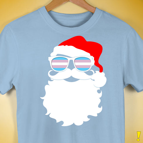 Santa’s Transgender Pride Flag Shades Premium Unisex T-Shirt - Baby Blue