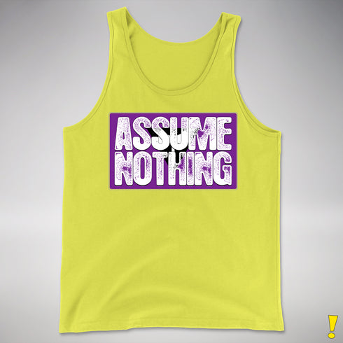 Assume Nothing Lesbian Labrys Pride Flag Premium Tank Top - Neon Yellow
