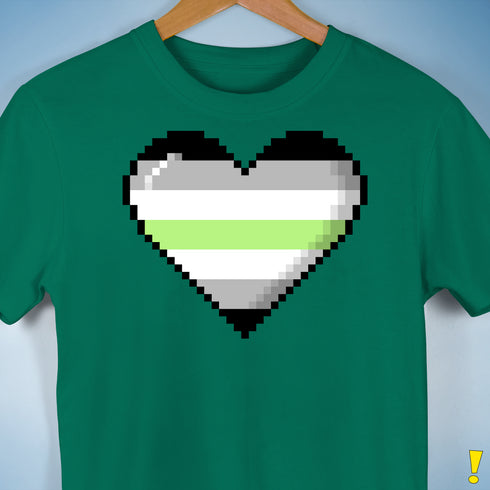 Agender Pride 8-Bit Pixel Heart Premium Unisex T-Shirt - Kelly Green