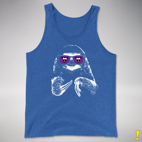 Pride Sloth Lesbian Labrys Flag Sunglasses Premium Tank Top - Royal Blue Triblend