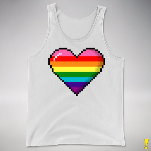 Gilbert Baker Original LGBTQ Gay Rainbow Pride Pixel Heart - White