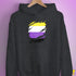Nonbinary Pride Flag Ripped Reveal Hoodie - Dark Grey Heather