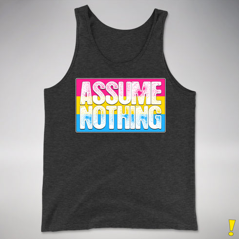 Assume Nothing Pansexual Pride Flag Premium Tank Top - Charcoal Triblend