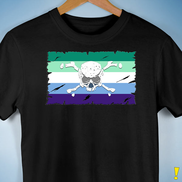Gay Male Pride Pirate Flag Premium Unisex T-Shirt - Black
