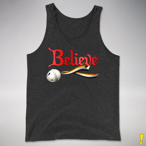 Believe Bear Pride Jingle Bell Premium Tank Top - Charcoal Triblend