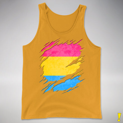 Pansexual Pride Flag Ripped Reveal Premium Tank Top - Gold