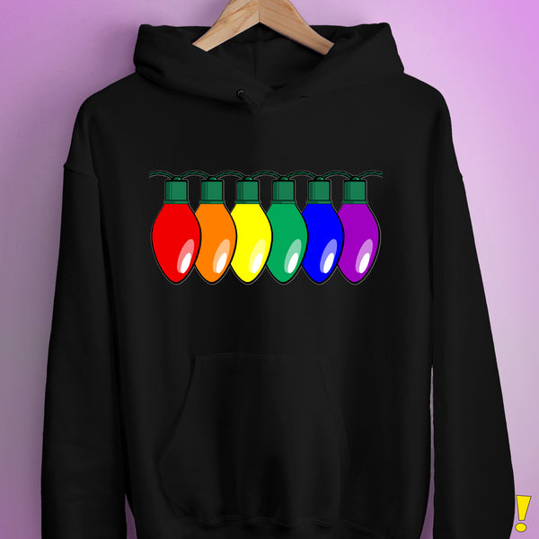 LGBTQ Pride Christmas Lights Hoodie - Black