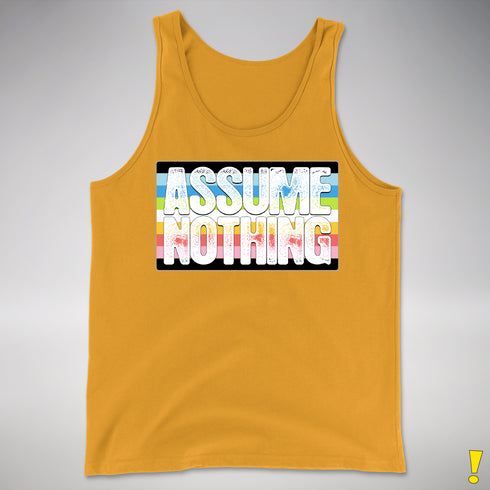 Assume Nothing Queer Pride Flag Premium Tank Top - Gold