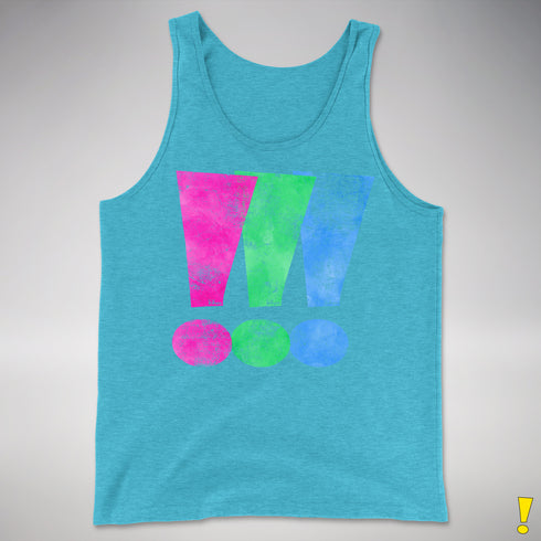 Polysexual Pride Exclamation Points Premium Tank Top - Aqua Triblend