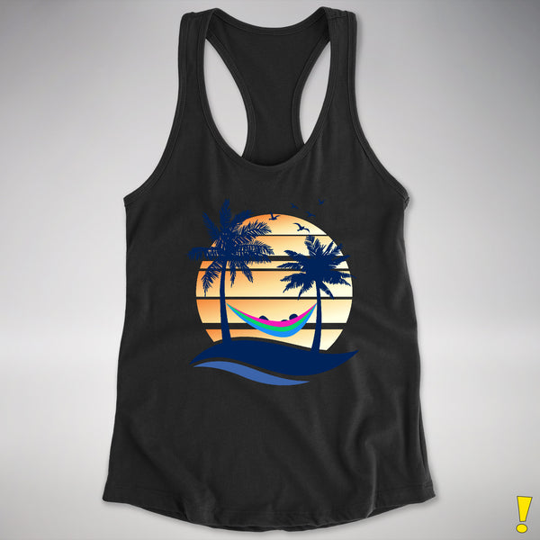 Polysexual Pride Hammock Summer Beach Sunset Racerback Tank - Black
