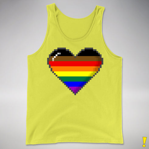 Philly LGBTQ Pride 8-Bit Pixel Heart Premium Tank Top - Neon Yellow